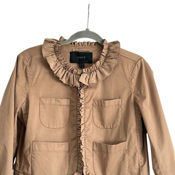 J Crew Tan Ruffle Chino Cropped Blazer | Size 2 - Picture 6 of 12